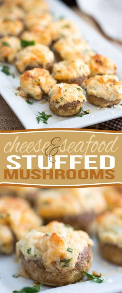 Cheese and Seafood Stuffed Mushrooms • The Healthy Foodie