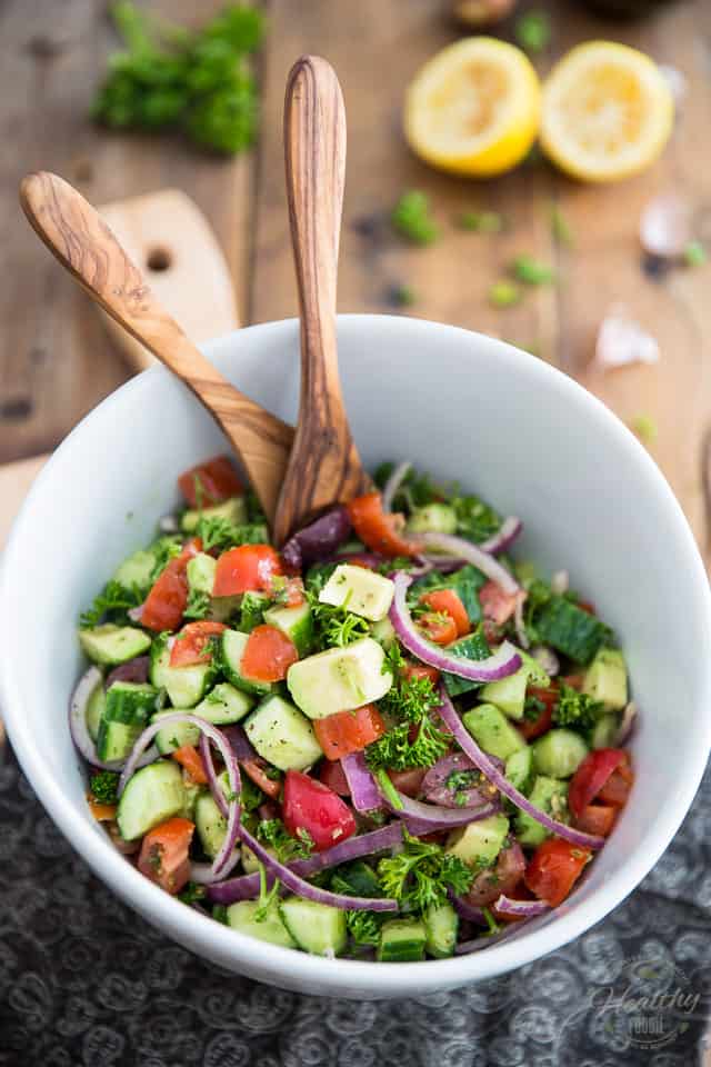 A well known classic that's so easy to make it doesn't even require a recipe, this Cucumber Avocado Salad is an absolute winner any time of year! 