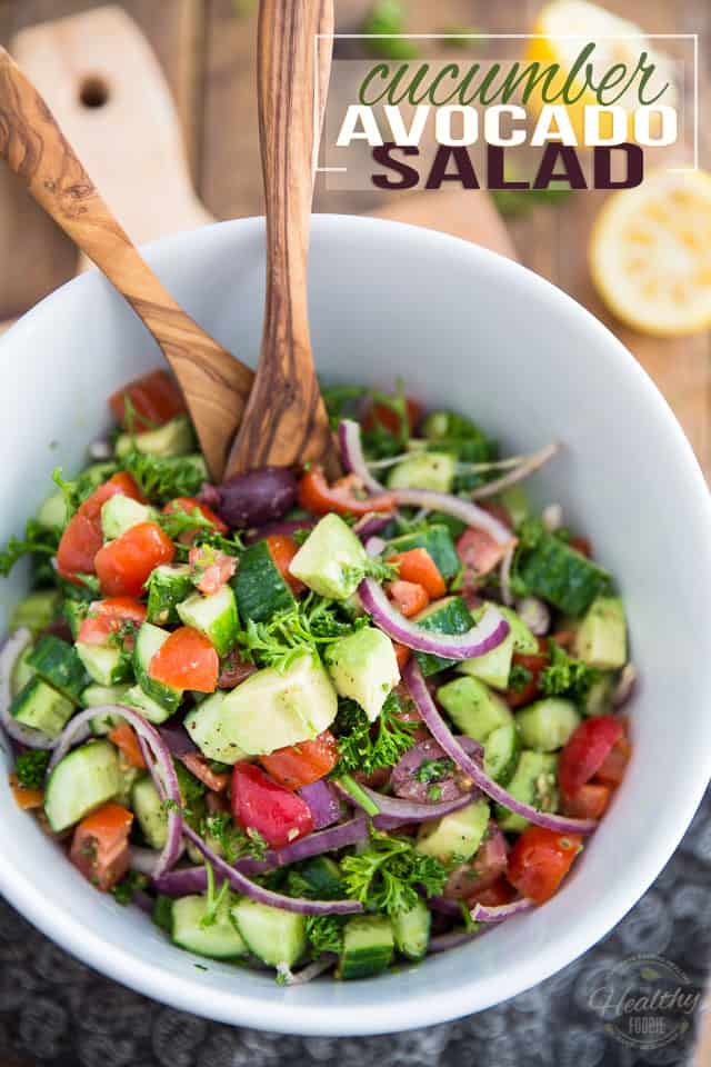 A well known classic that's so easy to make it doesn't even require a recipe, this Cucumber Avocado Salad is an absolute winner any time of year! 