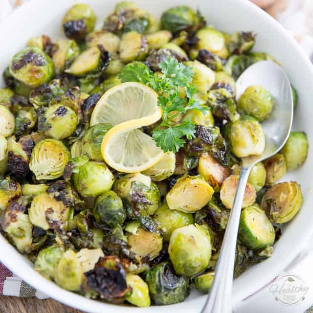 Honey Garlic Oven Roasted Brussels Sprouts • The Healthy Foodie