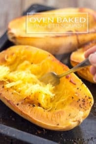 So very easy to make and so deliciously tasty, Oven Baked Spaghetti Squash might very well become your favorite side dish or pasta replacement!