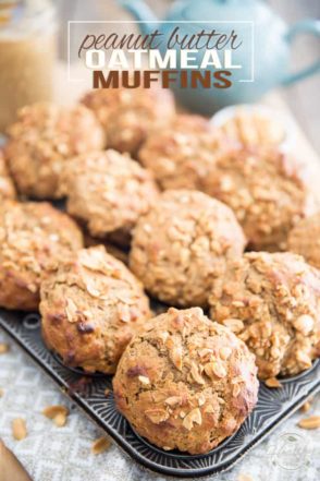 Naturally Sweetened Peanut Butter Oatmeal Muffins - No refined sugar added, made with nothing but nutritious, wholesome ingredients. Healthy and delicious!
