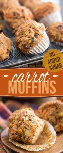 Made with nothing but wholesome ingredients, these no sugar added Carrot Muffins could be part of a healthy breakfast and would make for a healthy snack