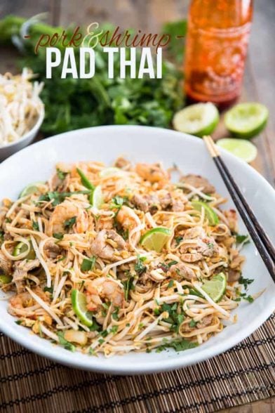 Pork and Shrimp Pad Thai • The Healthy Foodie