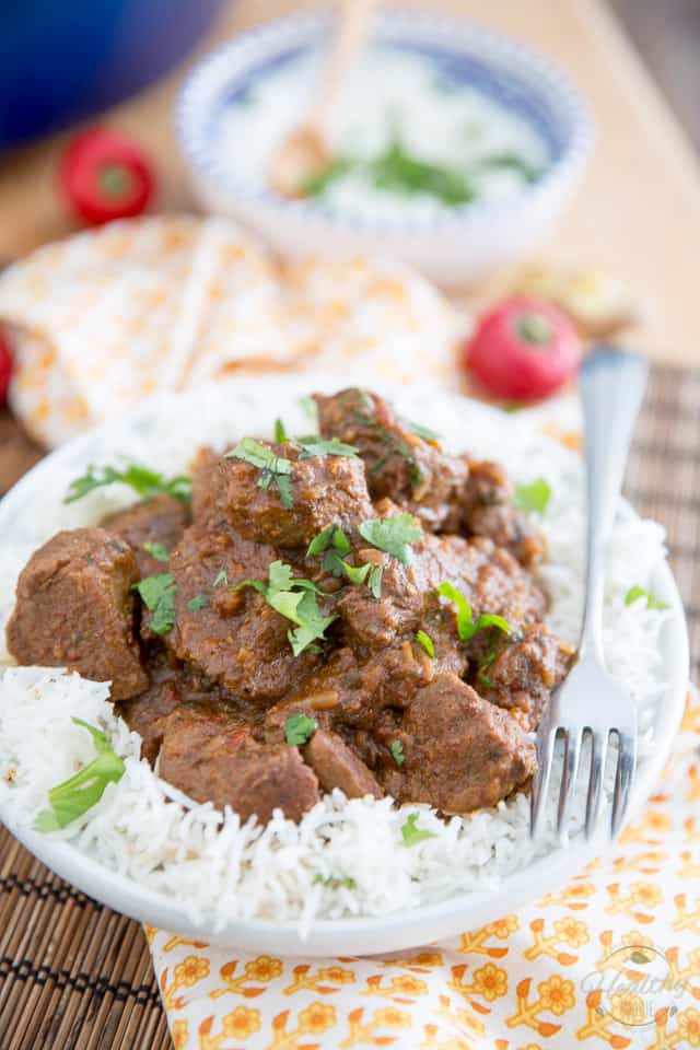 Rogan Josh is a classic hot and spicy lamb stew that's cooked slowly to fork tender perfection and packed with so much flavor, you won't be able to put that fork down! 