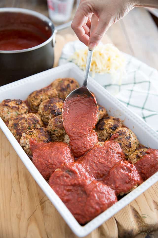 Spicy Baked Italian Meatballs in Marinara Sauce by Sonia! The Healthy Foodie | Recipe on thehealthyfoodie.com