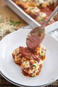 Spicy Baked Italian Meatballs in Marinara Sauce • The Healthy Foodie