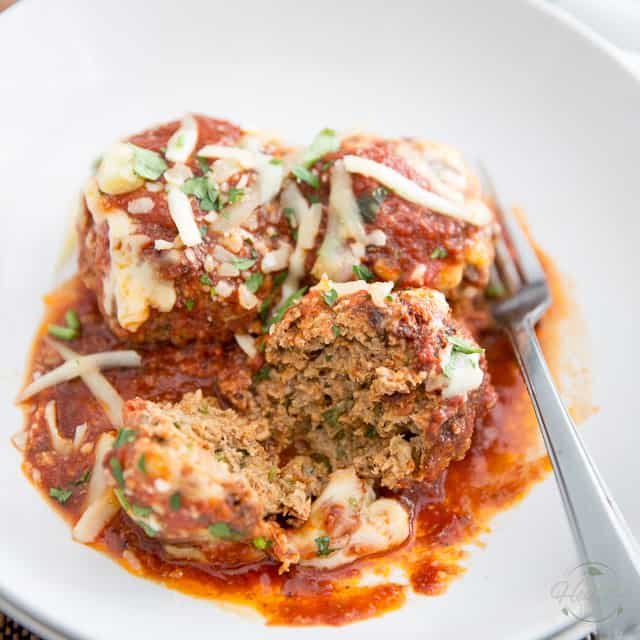 Spicy Baked Italian Meatballs in Marinara Sauce • The Healthy Foodie