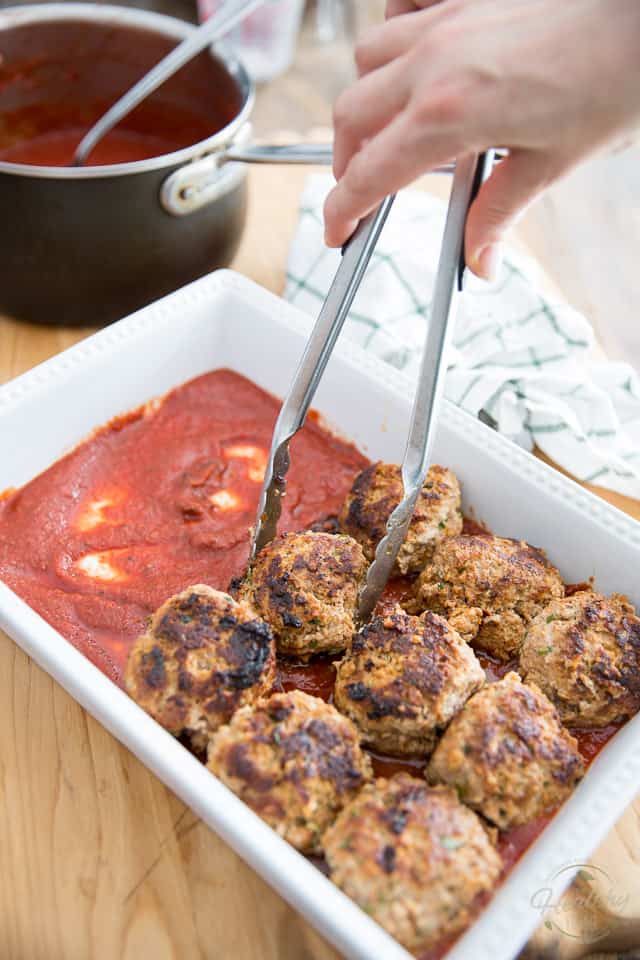 Spicy Baked Italian Meatballs in Marinara Sauce by Sonia! The Healthy Foodie | Recipe on thehealthyfoodie.com