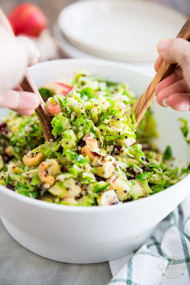 Apple Cranberry Cashew Shaved Brussels Sprouts Quinoa Salad by Sonia! The Healthy Foodie | Recipe on thehealthyfoodie.com
