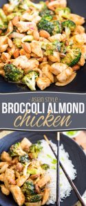 This quick and easy Broccoli Almond Chicken dish has a rich and creamy almond flavor with a bit of an Asian twist, guaranteed to please the entire family.