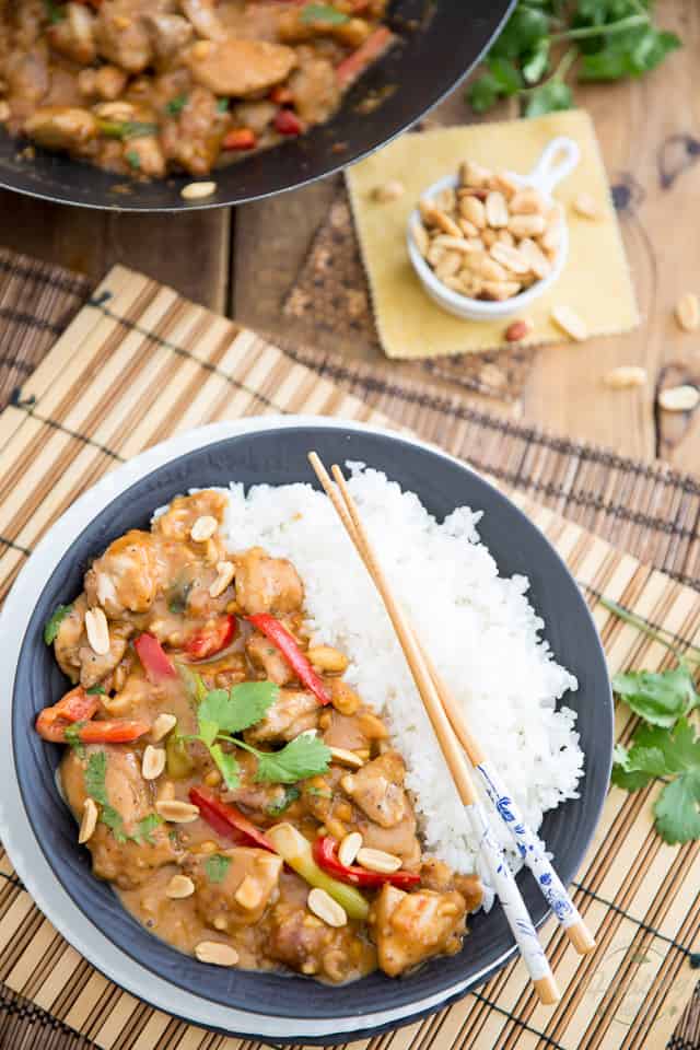 If you're in the mood for a little bit of Asian food tonight, this Asian style Creamy Peanut Chicken is sure to hit the spot. Much better than take out too!