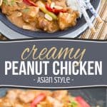 If you're in the mood for a little bit of Asian food tonight, this Asian style Creamy Peanut Chicken is sure to hit the spot. Much better than take out too!
