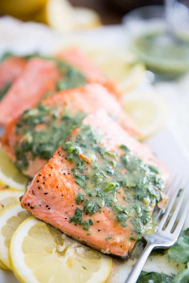 Easy Pan Seared Trout Fillet with Watercress Vinaigrette by Sonia! The Healthy Foodie | Recipe on thehealthyfoodie.com