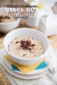 Raisin Cinnamon Steel Cut Oatmeal by Sonia! The Heatlhy Foodie | Recipe on thehealthyfoodie.com