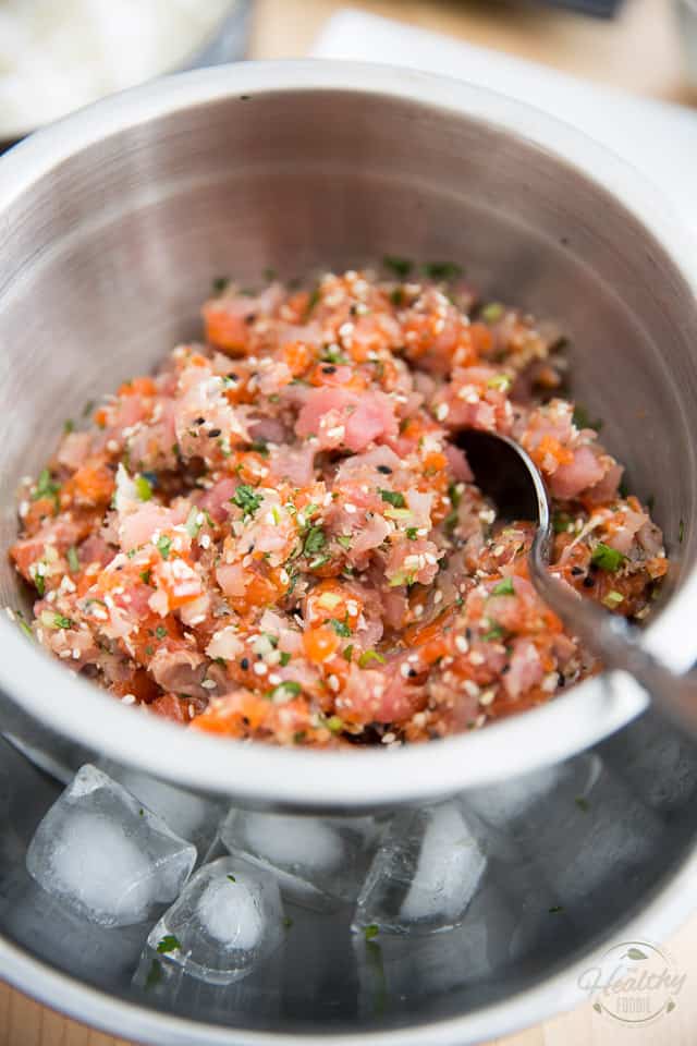 Asian Tuna Salmon Tartare by Sonia! The Healthy Foodie | Recipe on thehealthyfoodie.com