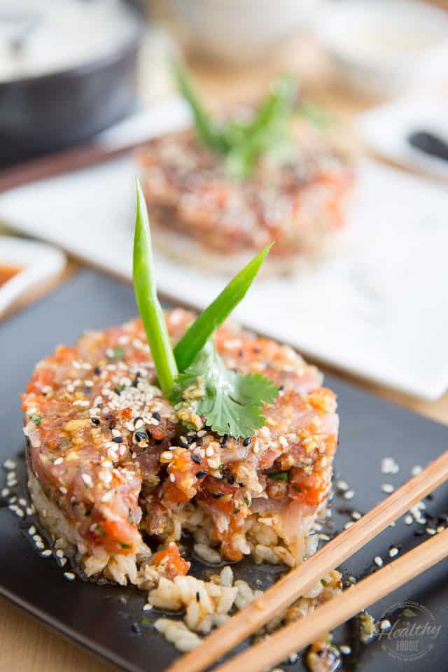 Asian Tuna Salmon Tartare by Sonia! The Healthy Foodie | Recipe on thehealthyfoodie.com