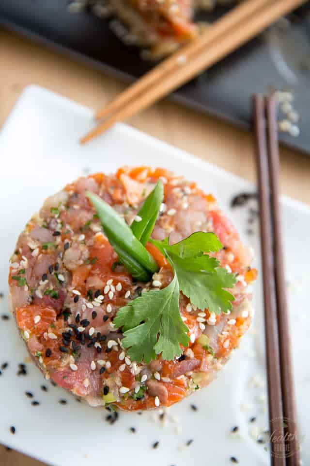 Asian Tuna Salmon Tartare by Sonia! The Healthy Foodie | Recipe on thehealthyfoodie.com