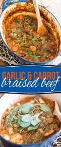 Rainy and cold out? This comforting Carrot and Garlic Braised Beef is the perfect solution to put a little bit of sunshine in your day!