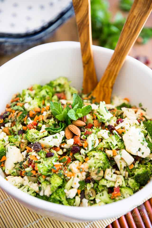 Eating your veggies will never have tasted so good; this Chopped Veggie Overload Salad is so full of crunch and flavor, even picky eaters will love it!