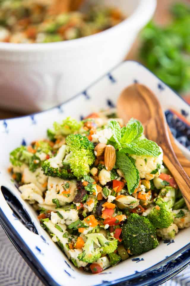 Eating your veggies will never have tasted so good; this Chopped Veggie Overload Salad is so full of crunch and flavor, even picky eaters will love it!