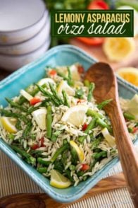 Super refreshing yet incredibly sturdy, this Lemony Asparagus Orzo Salad is perfect for a light summer lunch and will be a favorite on your next family picnic or BBQ!