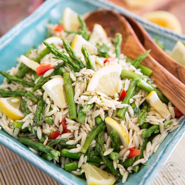 Lemony Asparagus Orzo Salad • The Healthy Foodie