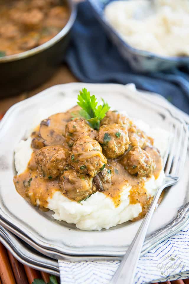 These Salisbury Steak Meatballs are just as good as the great classic we all know and love, only in a super cute mini meatball version. 