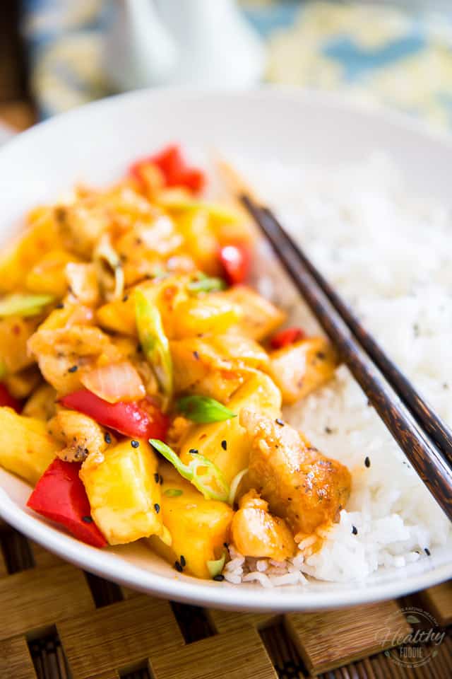 Quick and easy to make, good for you and better than take out. There's nothing not to like about this Pineapple Chicken! 