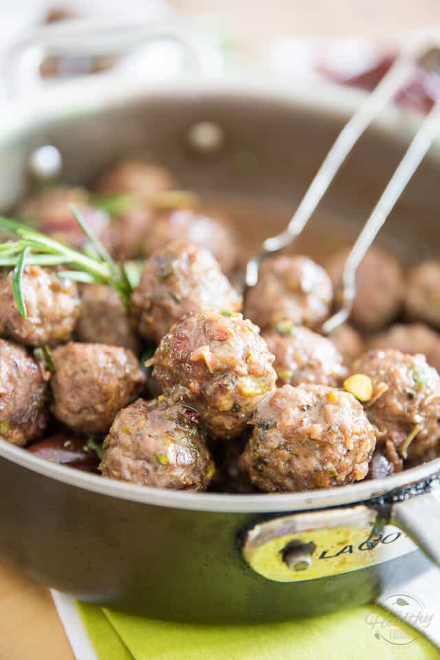 These Pistachio Date Lamb Meatballs are loaded with tons of morsels of dates and pistachios for a refreshingly sweet and surprisingly delicious flavor!