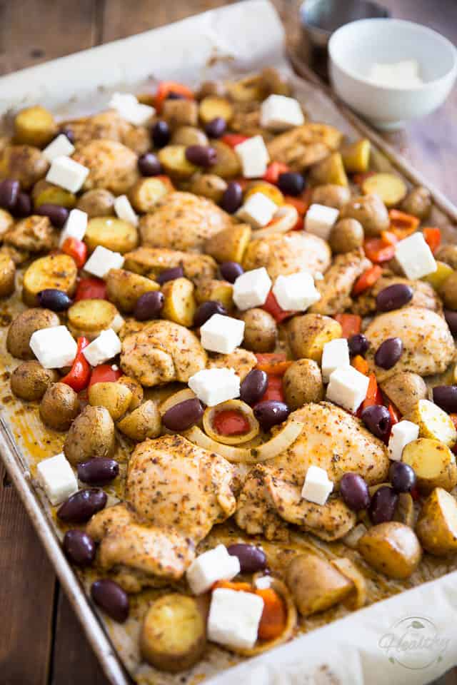 Sheet Pan Greek Style Chicken by Sonia! The Healthy Foodie | Recipe on thehealthyfoodie.com