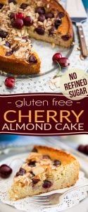 Completely free of guilt, gluten or refined sugar, this Cherry Almond Cake is so unbelievably delicious, it'll have everyone fooled, even you!