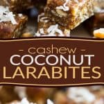 These cute Cashew Coconut Larabites are just like Larabars, except they'll only cost you a fraction of the price! And they're super easy to make, too!
