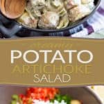Creamy potato salad with artichoke and green olives, brought together by a delicious creamy dressing. The perfect companion to your grilled meat or sandwich!