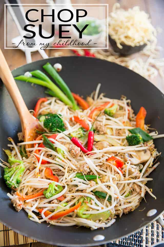 No fuss, no mess, plain and simple Chop Suey; just like my mom used to make... or almost! So good, your kids will ask that you add it to your regular rotation. 