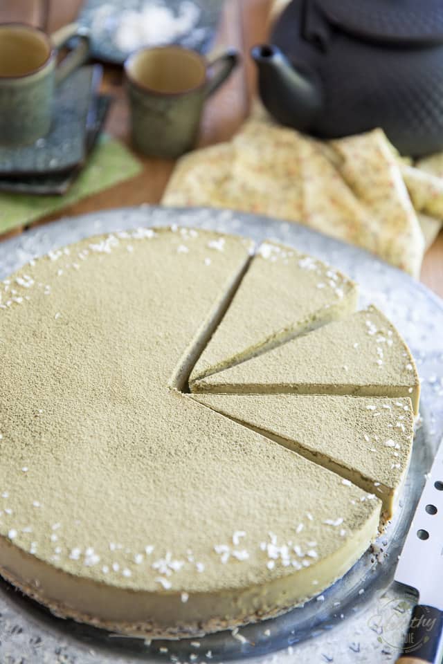  Healthy Option Coconut Matcha Cheesecake by Sonia! The Healthy Foodie | Recipe on thehealthyfoodie.com 