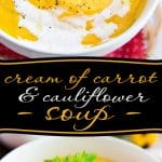 This Cream of Carrot and Cauliflower Soup is the perfect soul warming meal on a fresh autumn or cold winter day. Best of all, it's super quick and easy to make, and super healthy, too!