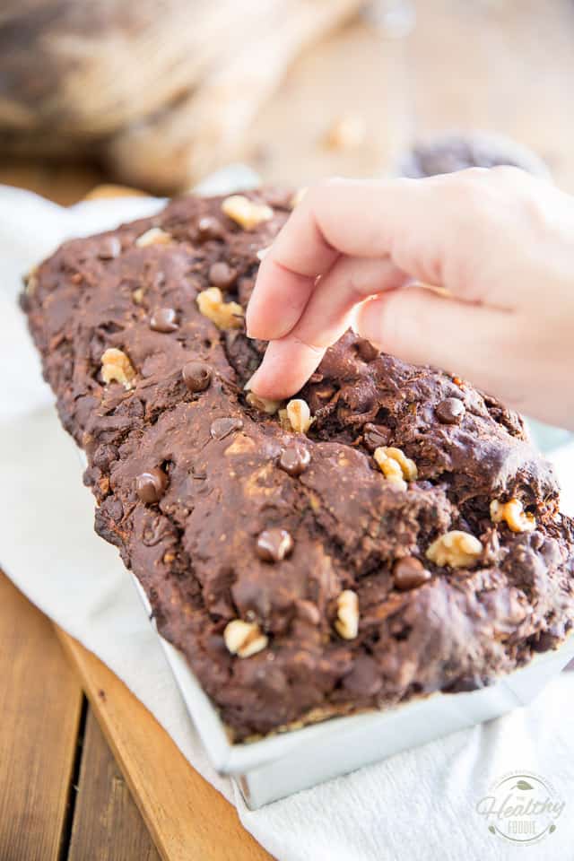 Made with wholesome ingredients - Refined Sugar Free - Zucchini Chocolate Bread by Sonia! The Healthy Foodie | Recipe on thehealthyfoodie.com