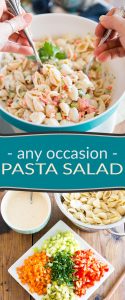 We all have a good go-to macaroni salad recipe that we like to make all the time, right? Please meet my very own personal Any Occasion Pasta Salad recipe... Tastes a bit like KFC's, only it's MUCH healthier! 