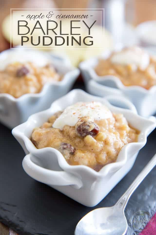 A bit of a cross between rice pudding and tapioca pudding, only in a much chewier version! If you're a fan, you have to give this Apple & Cinnamon Barley Pudding a try!