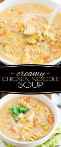 Can't decide between Cream of Chicken and Chicken Noodle Soup? No need to! Get the best of both worlds with this rich and creamy Chicken Noodle Soup