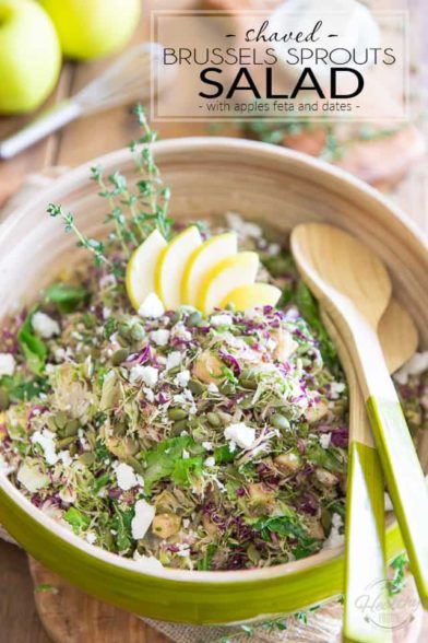 Shaved Brussels Sprouts Salad - with Apples Feta and Dates • The ...