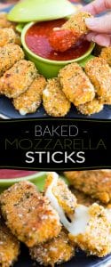 These Baked Mozzarella Sticks are a much healthier and much easier to make version of a great party classic! Now there's no reason not to indulge!
