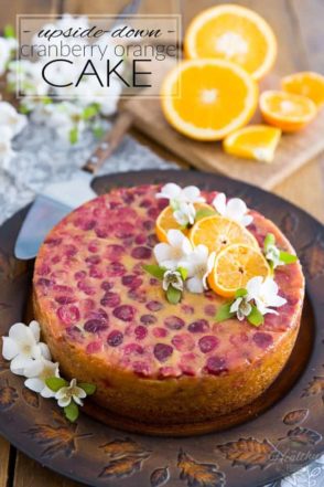 Simple and elegant, perfect for any occasion, this gluten-free Upside-Down Cranberry Orange Cake is a truly versatile dessert that tastes a little bit like Christmas but that's so light and refreshing, you could just as well serve it on a hot summer day!