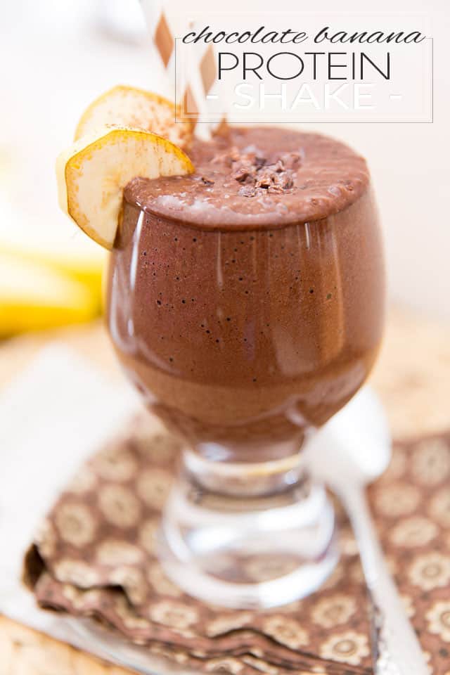 So simple to make and such a classic flavor combo, this extra rich and creamy Chocolate Banana Protein Shake sure will satisfy after a hard workout, or will start your day on the right foot! 