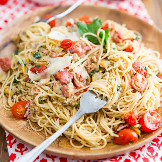 Clams and Cherry Tomatoes Angel Hair Pasta • The Healthy Foodie