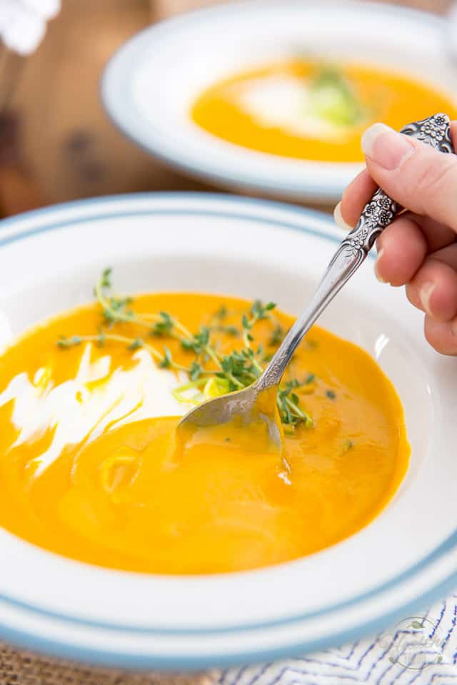This Cream of Leek and Sweet Potato Soup is so silky and creamy, it's the perfect dish to warm your body and soul on a winter day. Best of all, it's super easy, and quick, to make! 