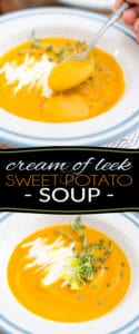 This Cream of Leek and Sweet Potato Soup is so silky and creamy, it's the perfect dish to warm your body and soul on a winter day. Best of all, it's super easy, and quick, to make!