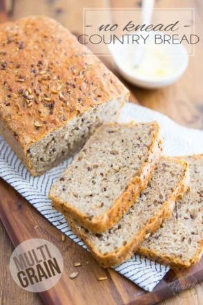 Think making your own bread at home is too much hard work? Think again! This Multigrain No Knead Country Bread is every bit as easy to make as it is good to eat!