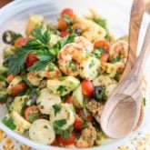 Ready in just about 5 minutes, this Simple Cold Shrimp Salad is as easy to make as it is delicious to eat! Perfect for lunch at the office or as a light meal, it could also be served as a side and would no doubt be a favorite at any given potluck!